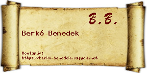 Berkó Benedek névjegykártya